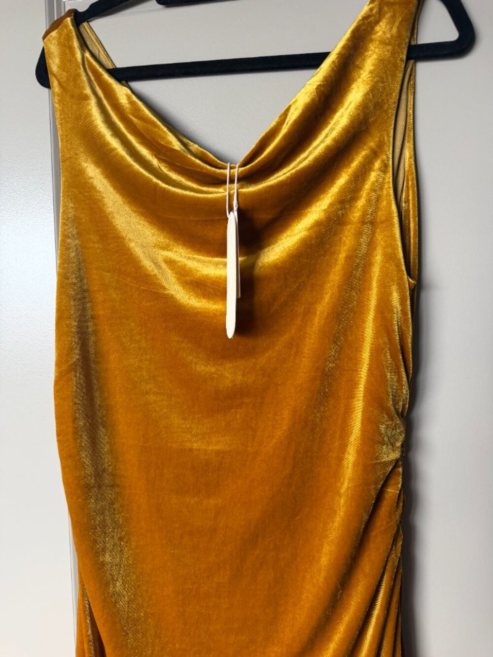 The Maya Ruched Cowl-Neck Midi Dress: Velvet Edition